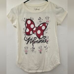Disney Minnie Mouse Graphic T-Shirt Cream Youth Large